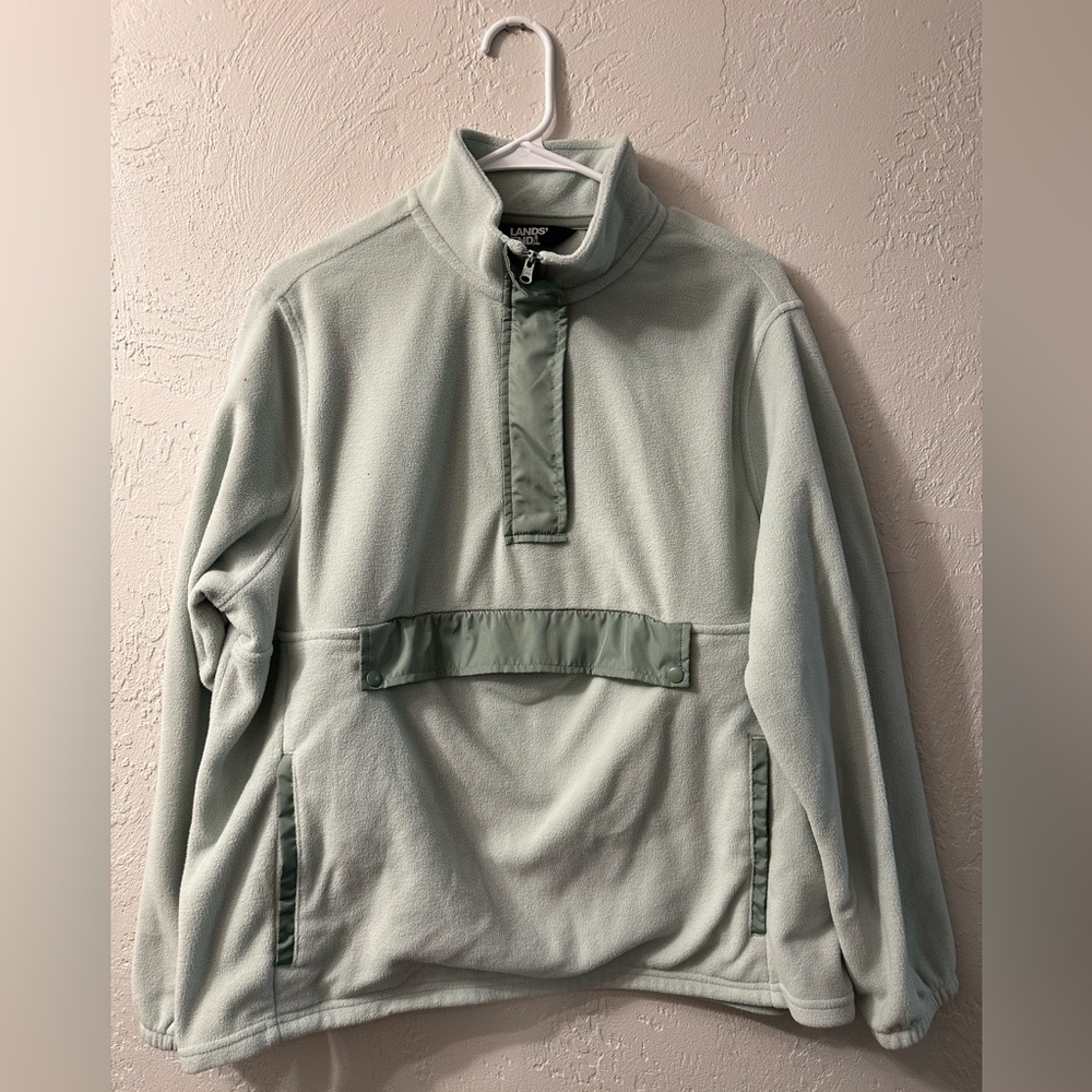 Lands End Ling Sleeve Light Green Shirt